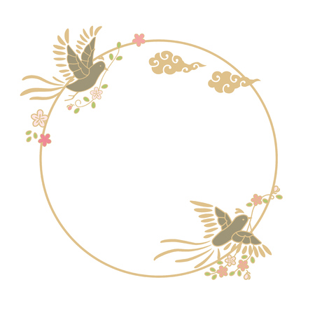 Vector illustration of birds and flowersのイラスト素材