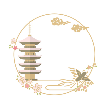 Vector illustration of birds and flowersのイラスト素材