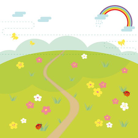 Vector illustration of Spring fieldsのイラスト素材