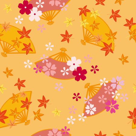 Japanese seamless pattern of autumn leaves and cherry blossomsのイラスト素材