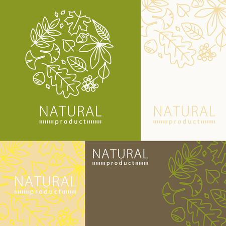 Vector card design template of autumn plantsのイラスト素材