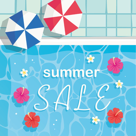 Summer poolside illustrationのイラスト素材