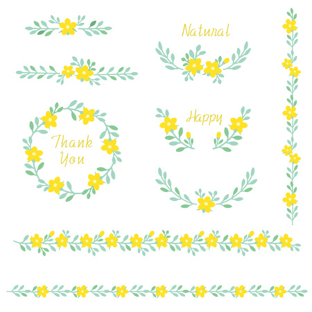 floral wreath design element setのイラスト素材