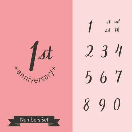 Set of Calligraphic Numbers, vector illustrationのイラスト素材