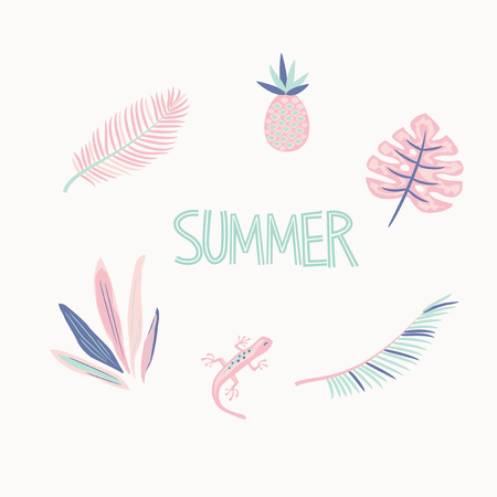 tropical icon setのイラスト素材