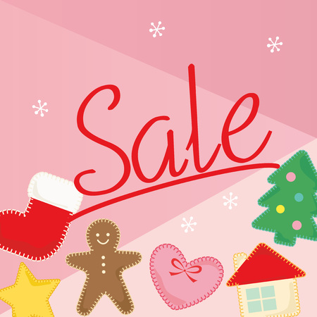 Christmas sale illustration with felt decorationのイラスト素材