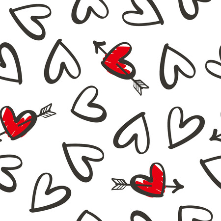Heart seamless pattern for Valentine's day, Vector illustrationのイラスト素材