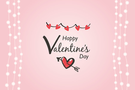 Valentine's day Illustration with garland lightのイラスト素材
