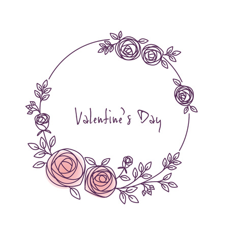 Hand drawn rose frame illustrationのイラスト素材