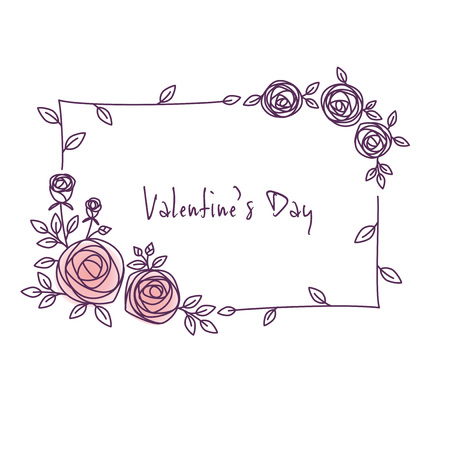 Hand drawn rose frame illustrationのイラスト素材