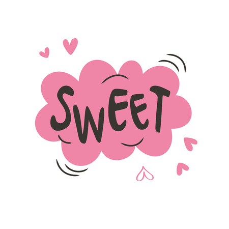 SWEET, speech bubble and text with hearts for Valentineのイラスト素材