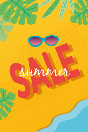 Summer sale, tropical background illustrationのイラスト素材