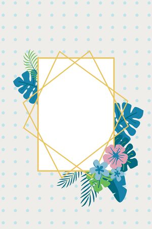 Tropical plants background frame illustrationのイラスト素材