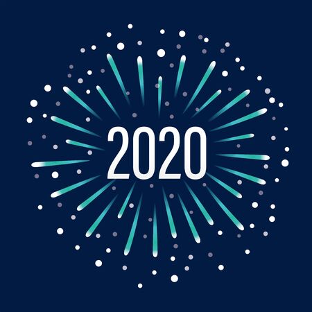 New year 2020 with fireworks illustration on dark background