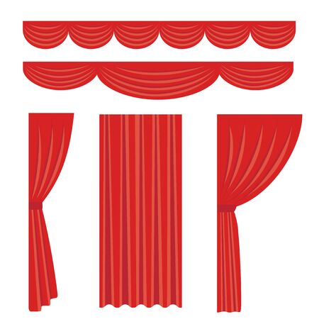 Illustration set of red stage curtainのイラスト素材