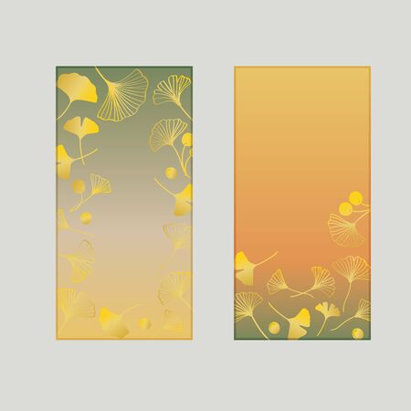 Ginkgo leaves and autumn gradient background banner setのイラスト素材