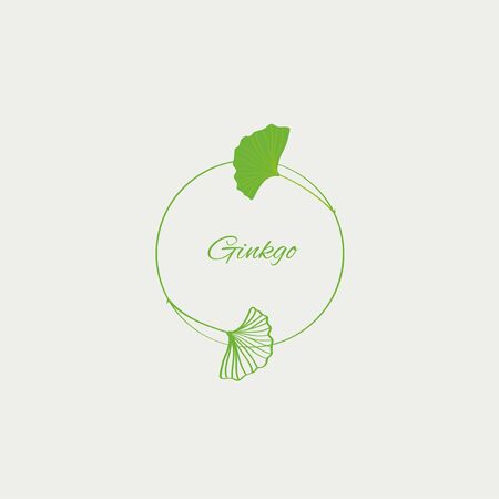 Green ginkgo leaves frame illustrationのイラスト素材