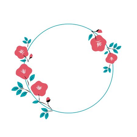 Red camellia flowers frame illustrationのイラスト素材