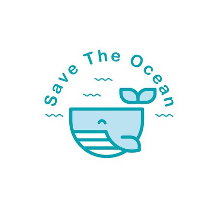 Save the ocean emblem design template with whale illustrationのイラスト素材