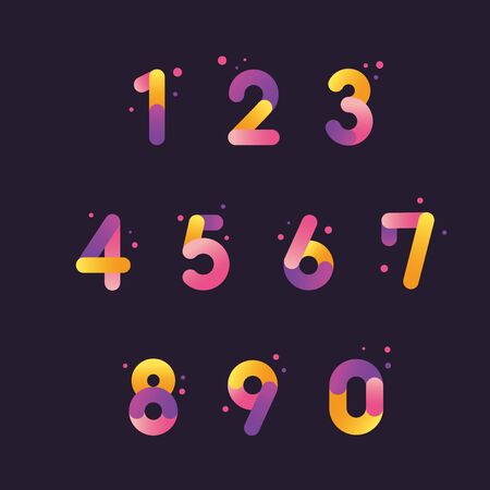 Vector numbers set with gradient color, From zero to nineのイラスト素材