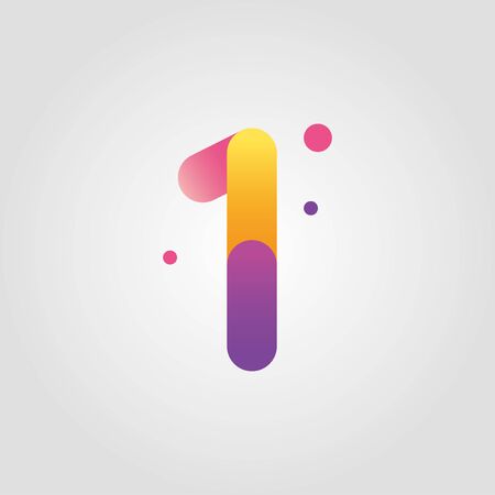 Vector number one design template with gradient colorのイラスト素材