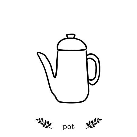 Vector coffee pot  icon in  hand drawn styleのイラスト素材