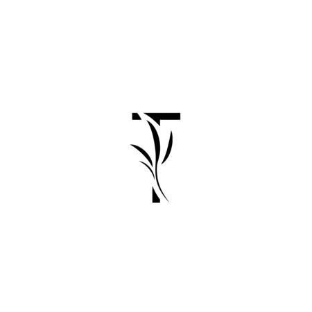 Elegant leaf letter T, Vintage style  design templateのイラスト素材