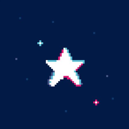Pixel art glitch star, illustration icon icon design templateのイラスト素材