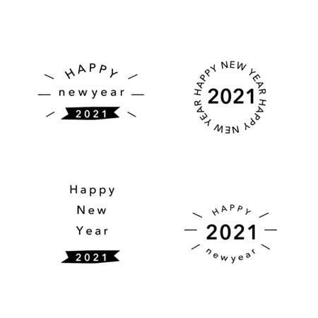 Happy new year 2021 text,  design template setのイラスト素材