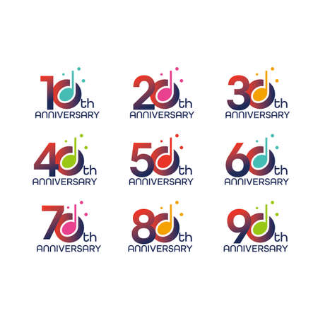 Vector anniversary  design template set with music noteのイラスト素材