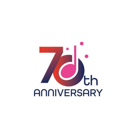 Vector anniversary  design template with music note, 70th anniversary