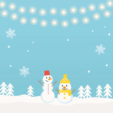 Snowman and illumination lights illustrationのイラスト素材