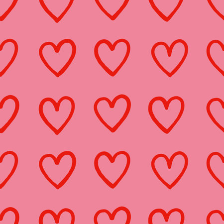 Hand drawn hearts illustration. Vector seamless pattern