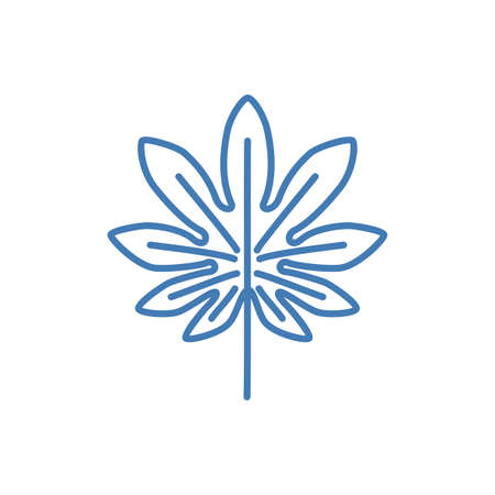 Tropical leaf icon, Hand drawn outline icon on white backgroundのイラスト素材