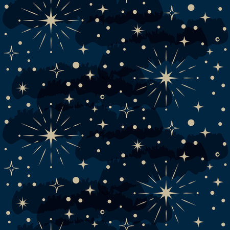 Gold star seamless pattern on dark backgroundのイラスト素材