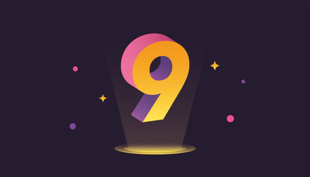 Number nine, Vector isometric style illustration, 3D gradient colorのイラスト素材