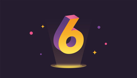 Number six, Vector isometric style illustration, 3D gradient colorのイラスト素材