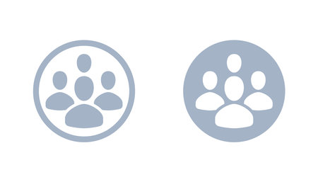 Four people icon set, round frame, vector group user illustration setのイラスト素材