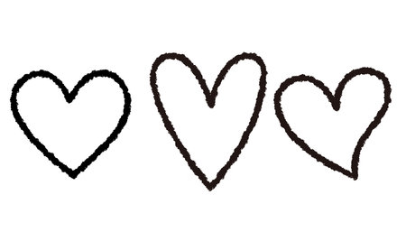 Doodle black heart drawn with crayons, Vector hand drawn illustration setのイラスト素材