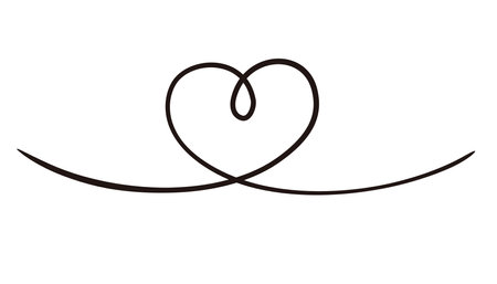 Black doodle heart, Vector hand drawn line illustrationのイラスト素材