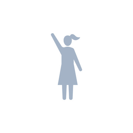 People raise hand icon, Vector silhouette illustration.のイラスト素材