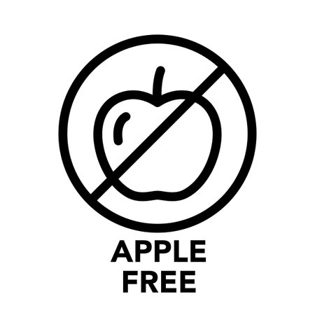Round frame apple free icon, one of the food allergy icons setのイラスト素材