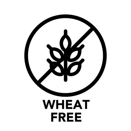 Round frame wheat free icon, one of the food allergy icons setのイラスト素材