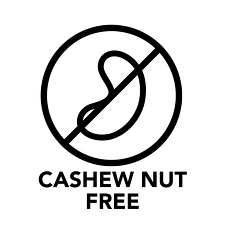 Round frame cashew nut free icon, one of the food allergy icons setのイラスト素材