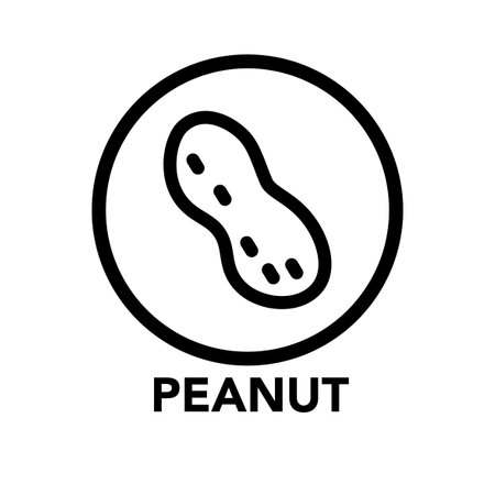 Round frame peanut icon, one of the food allergy icons setのイラスト素材
