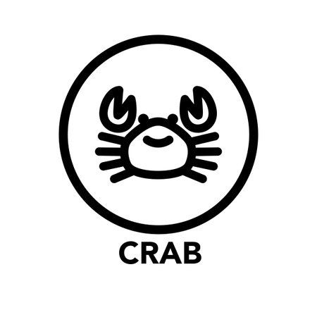 Round frame crab icon, one of the food allergy icons setのイラスト素材