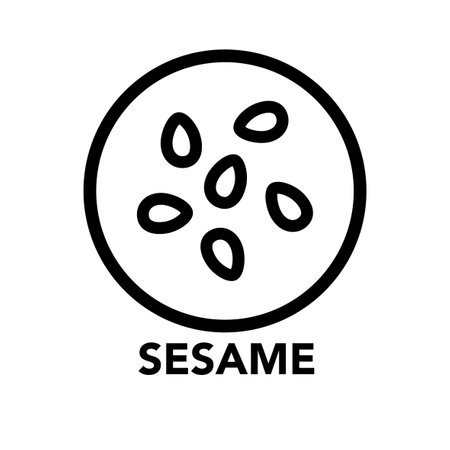 Round frame sesame icon, one of the food allergy icons setのイラスト素材