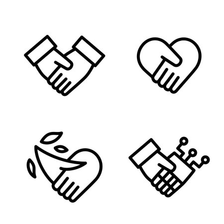 Handshake icon set, Vector simple outline icon.のイラスト素材