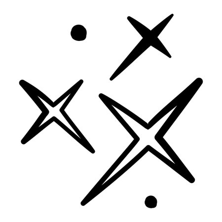 Sparkle star icon, Vector hand drawn design element.のイラスト素材