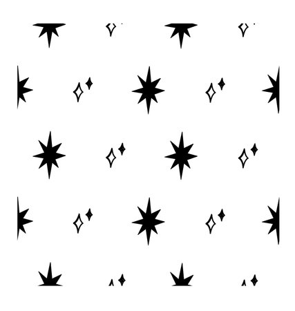 Sparkle stars seamless pattern, Vector hand drawn background illustration.のイラスト素材